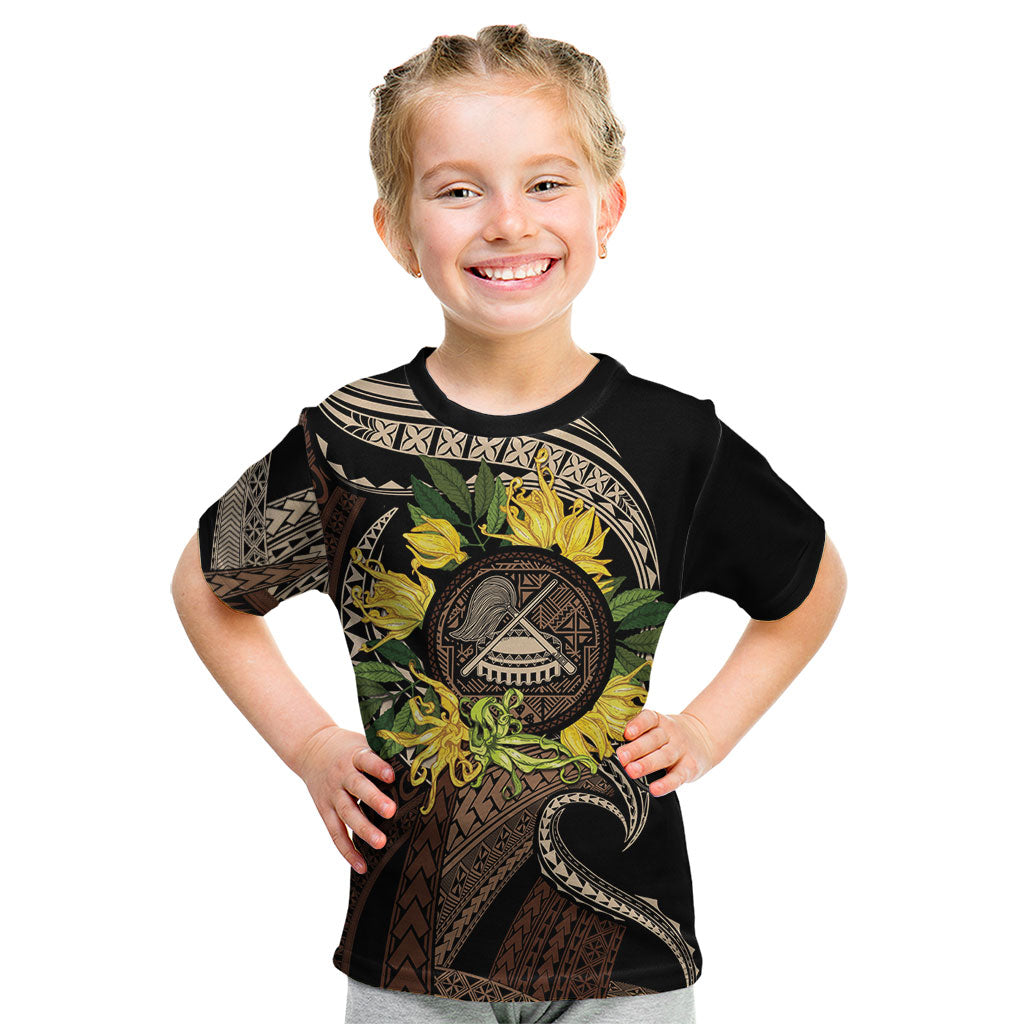 Samoa Moso'oi Flowers Tatau Kid T Shirt Festive Tapa Brown LT7 Brown - Polynesian Pride