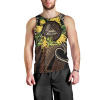 Samoa Moso'oi Flowers Tatau Men Tank Top Festive Tapa Brown LT7 - Polynesian Pride