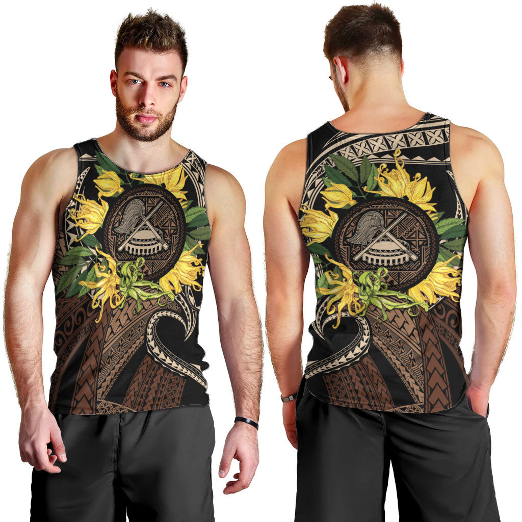 Samoa Moso'oi Flowers Tatau Men Tank Top Festive Tapa Brown LT7 - Polynesian Pride