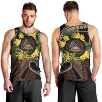 Samoa Moso'oi Flowers Tatau Men Tank Top Festive Tapa Brown LT7 - Polynesian Pride