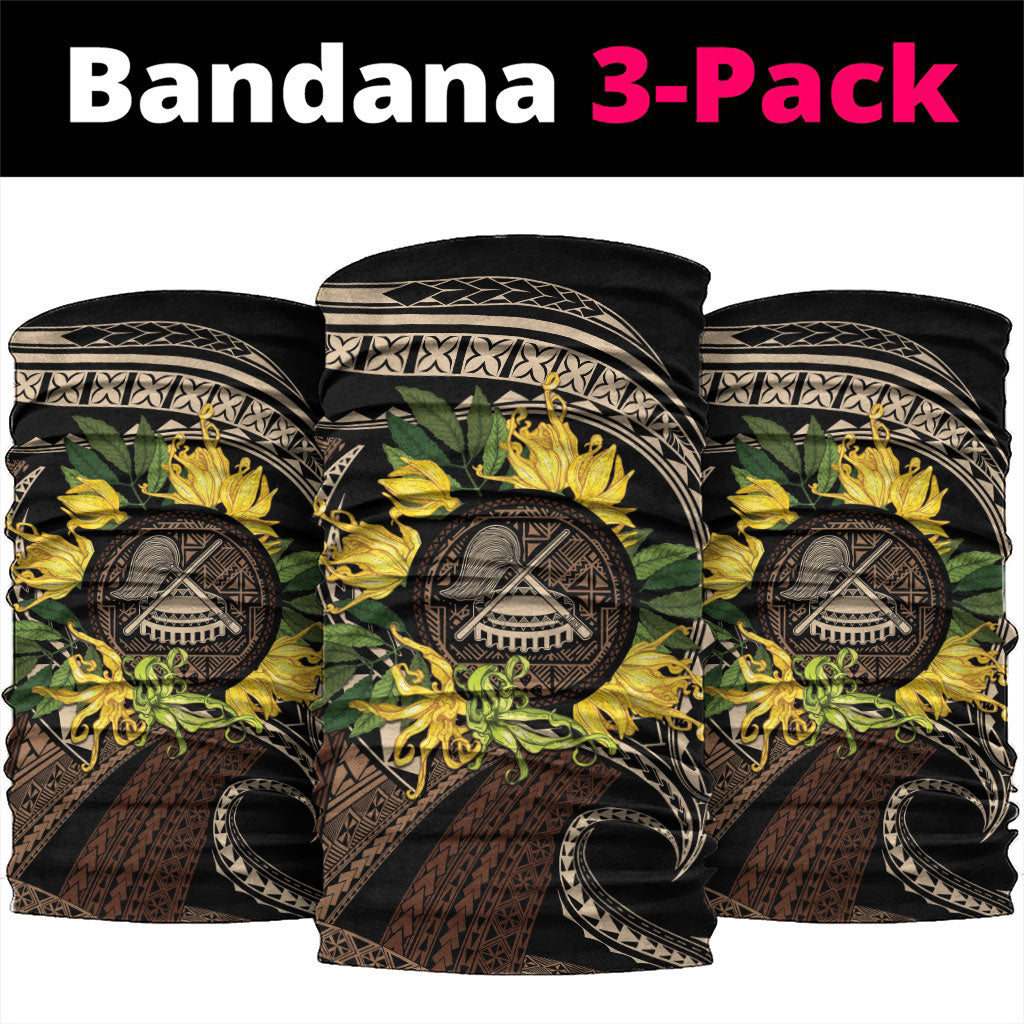 Samoa Moso'oi Flowers Tatau Neck Gaiter Festive Tapa Brown LT7 package One Size: 25*50cm Brown - Polynesian Pride