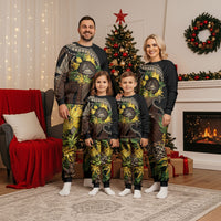 Samoa Moso'oi Flowers Tatau Christmas Pajama Set Festive Tapa Brown LT7 - Polynesian Pride