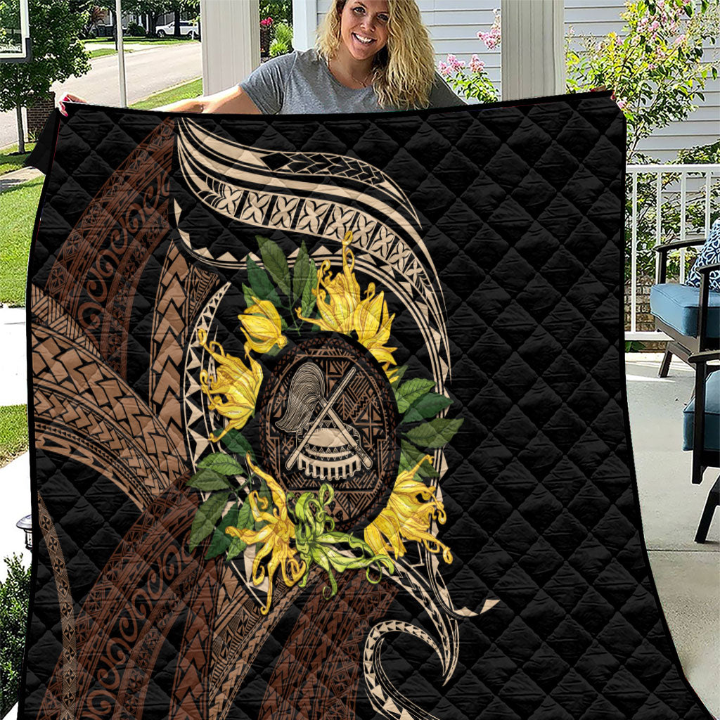 Samoa Moso'oi Flowers Tatau Quilt Festive Tapa Brown LT7 Brown - Polynesian Pride