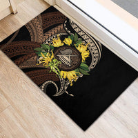 Samoa Moso'oi Flowers Tatau Rubber Doormat Festive Tapa Brown LT7 - Polynesian Pride