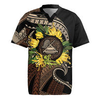 Samoa Moso'oi Flowers Tatau Rugby Jersey Festive Tapa Brown LT7 Brown - Polynesian Pride