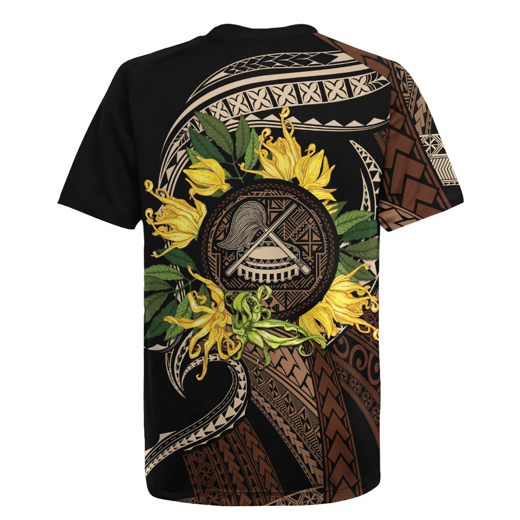 Samoa Moso'oi Flowers Tatau Rugby Jersey Festive Tapa Brown LT7 - Polynesian Pride