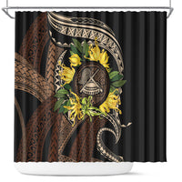 Samoa Moso'oi Flowers Tatau Shower Curtain Festive Tapa Brown LT7 Brown - Polynesian Pride