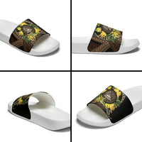Samoa Moso'oi Flowers Tatau Slide Sandals Festive Tapa Brown LT7 - Polynesian Pride