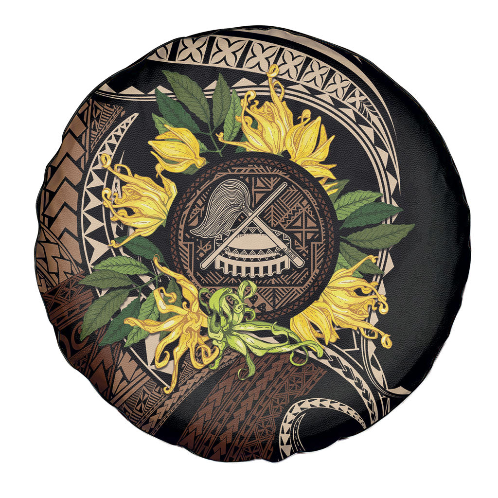 Samoa Moso'oi Flowers Tatau Spare Tire Cover Festive Tapa Brown LT7 - Polynesian Pride