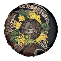 Samoa Moso'oi Flowers Tatau Spare Tire Cover Festive Tapa Brown LT7 - Polynesian Pride