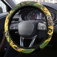 Samoa Moso'oi Flowers Tatau Steering Wheel Cover Festive Tapa Brown LT7 - Polynesian Pride