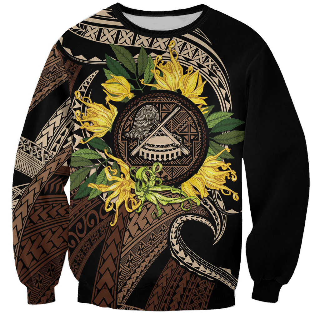 Samoa Moso'oi Flowers Tatau Sweatshirt Festive Tapa Brown LT7 Unisex Brown - Polynesian Pride