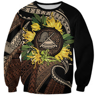 Samoa Moso'oi Flowers Tatau Sweatshirt Festive Tapa Brown LT7 Unisex Brown - Polynesian Pride