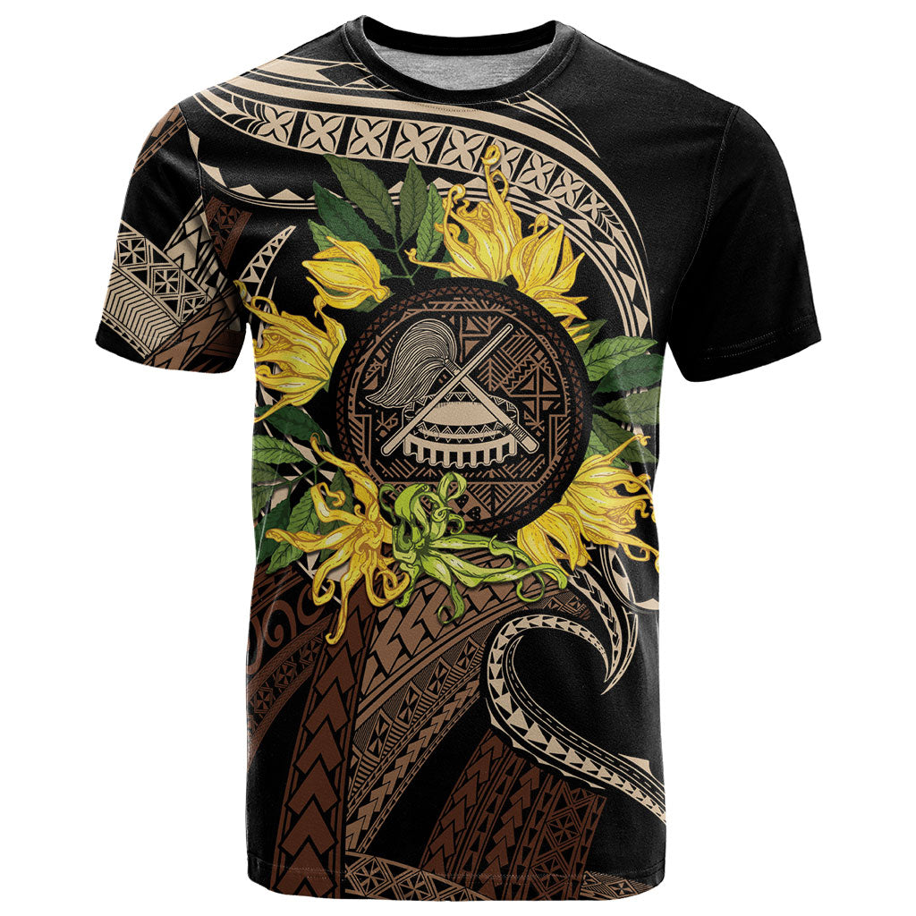 Samoa Moso'oi Flowers Tatau T Shirt Festive Tapa Brown LT7 Brown - Polynesian Pride