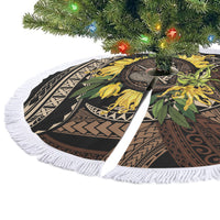 Samoa Moso'oi Flowers Tatau Tree Skirt Festive Tapa Brown LT7 - Polynesian Pride