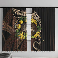 Samoa Moso'oi Flowers Tatau Window Curtain Festive Tapa Brown LT7 With Hooks Brown - Polynesian Pride