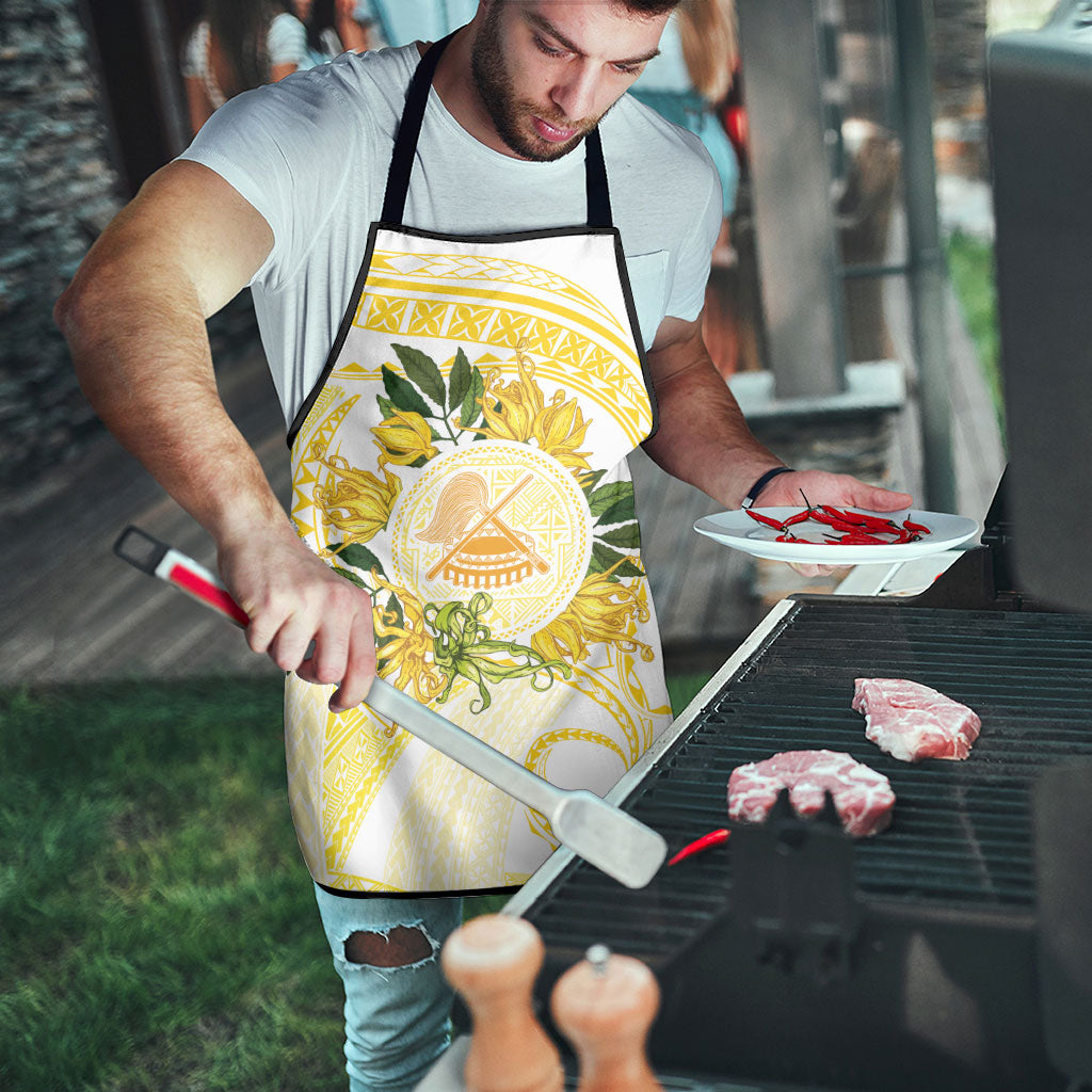 Samoa Moso'oi Flowers Tatau Apron Festive Golden White LT7 - Polynesian Pride