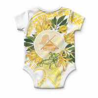 Samoa Moso'oi Flowers Tatau Baby Onesie Festive Golden White LT7 - Polynesian Pride