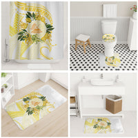Samoa Moso'oi Flowers Tatau Bathroom Set Festive Golden White LT7 - Polynesian Pride