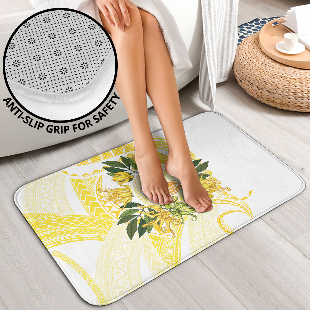 Samoa Moso'oi Flowers Tatau Bathroom Set Festive Golden White LT7 - Polynesian Pride