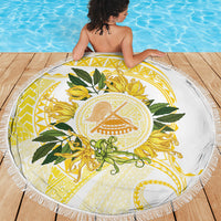Samoa Moso'oi Flowers Tatau Beach Blanket Festive Golden White LT7 - Polynesian Pride