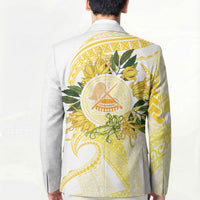 Samoa Moso'oi Flowers Tatau Blazer Festive Golden White LT7 - Polynesian Pride