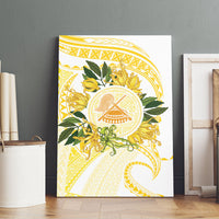 Samoa Moso'oi Flowers Tatau Canvas Wall Art Festive Golden White LT7 - Polynesian Pride