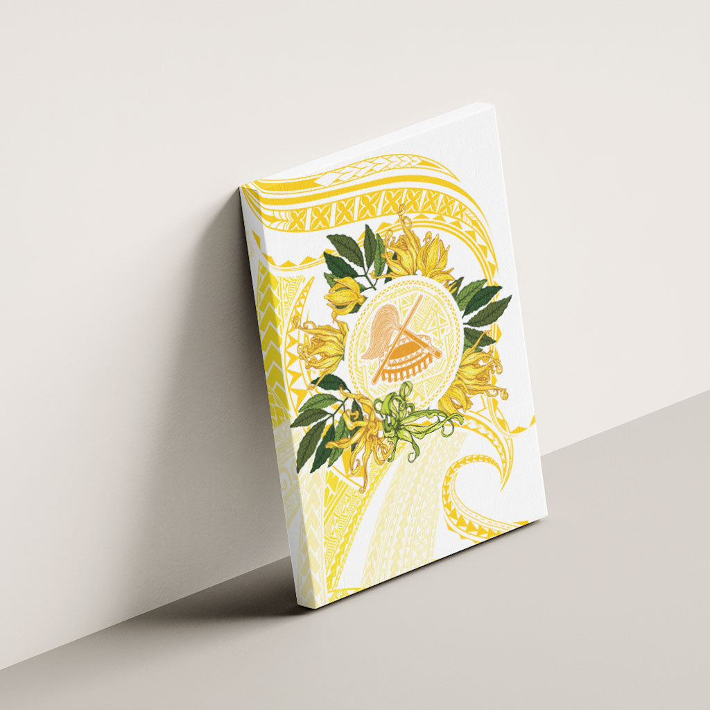 Samoa Moso'oi Flowers Tatau Canvas Wall Art Festive Golden White LT7 - Polynesian Pride