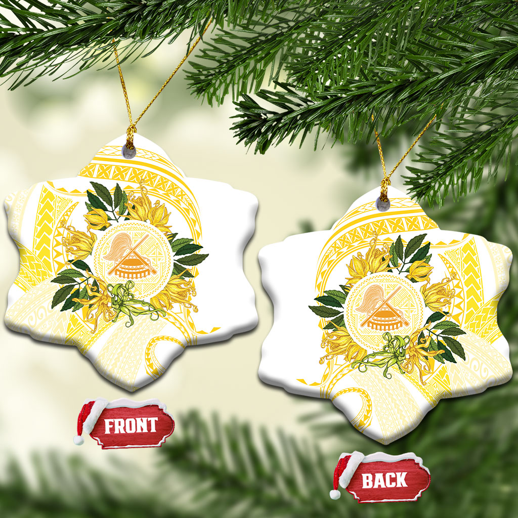Samoa Moso'oi Flowers Tatau Ceramic Ornament Festive Golden White LT7 Snow Flake Gold - Polynesian Pride