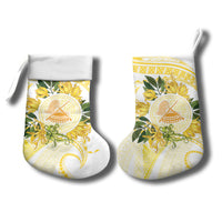 Samoa Moso'oi Flowers Tatau Christmas Stocking Festive Golden White LT7 - Polynesian Pride
