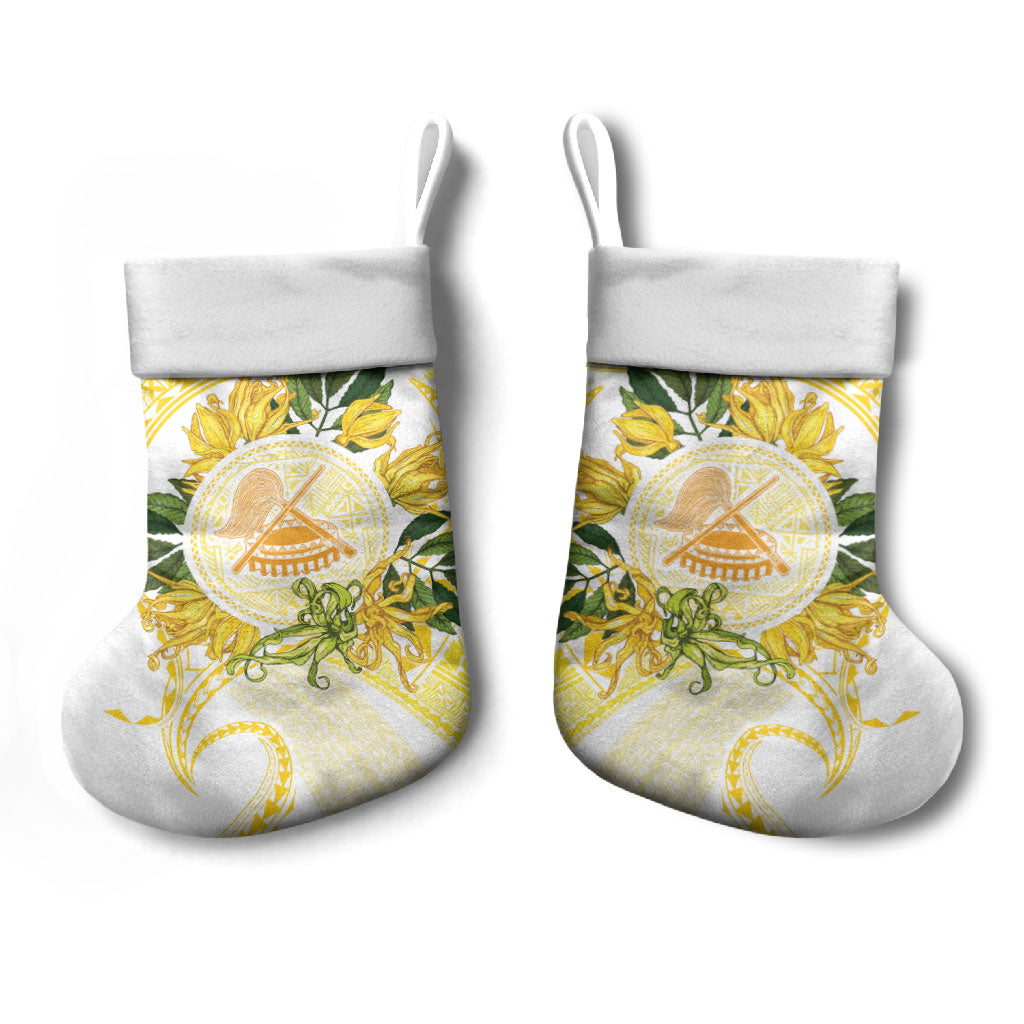 Samoa Moso'oi Flowers Tatau Christmas Stocking Festive Golden White LT7 - Polynesian Pride