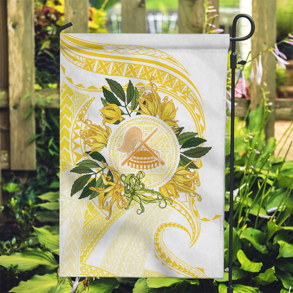 Samoa Moso'oi Flowers Tatau Garden Flag Festive Golden White LT7 Garden Flag Gold - Polynesian Pride