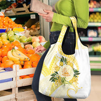 Samoa Moso'oi Flowers Tatau Grocery Bag Festive Golden White LT7 - Polynesian Pride