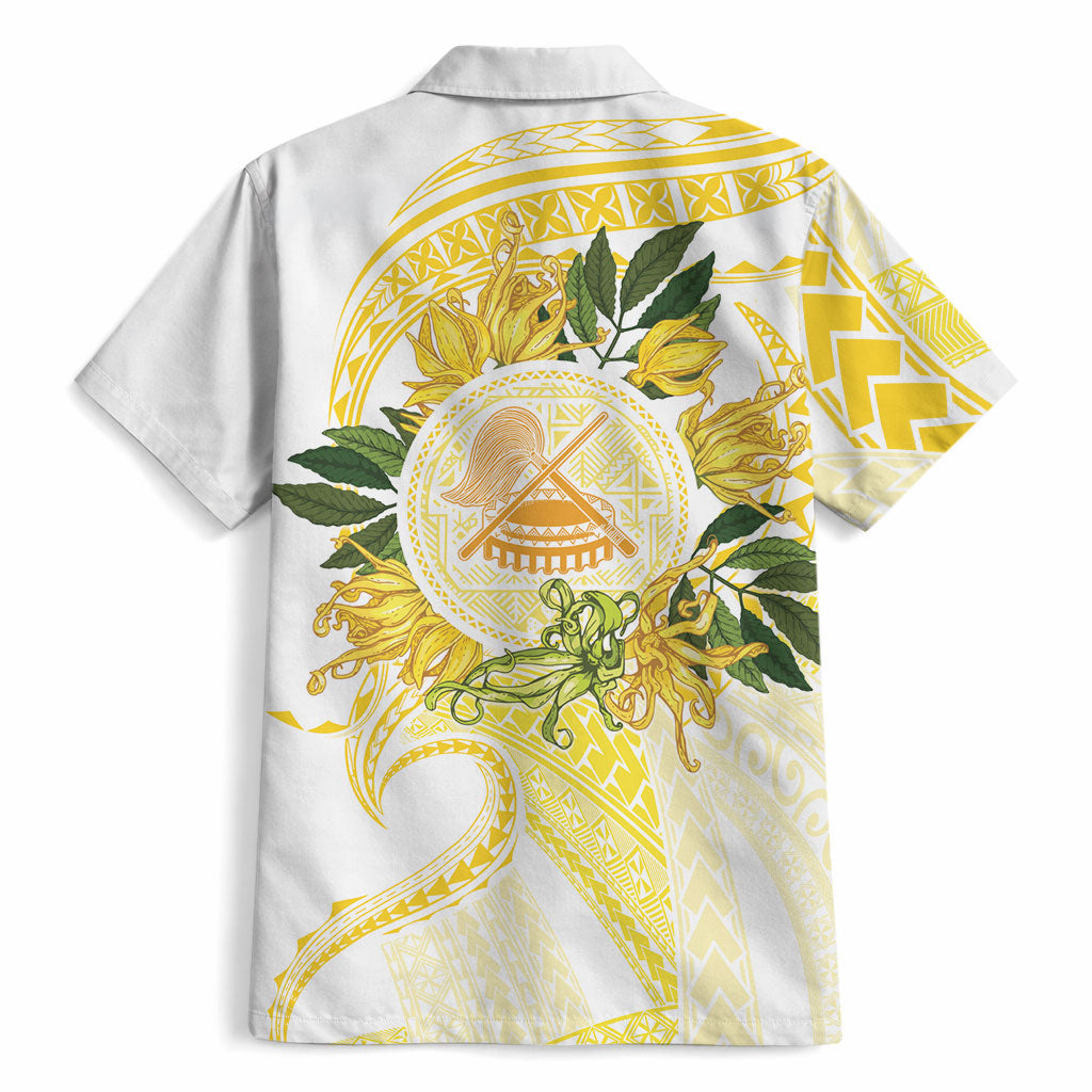Samoa Moso'oi Flowers Tatau Hawaiian Shirt Festive Golden White LT7 - Polynesian Pride