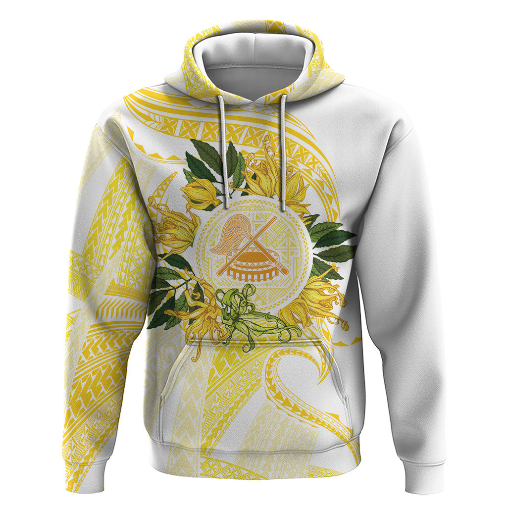 Samoa Moso'oi Flowers Tatau Hoodie Festive Golden White LT7 Pullover Hoodie Gold - Polynesian Pride