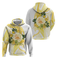 Samoa Moso'oi Flowers Tatau Hoodie Festive Golden White LT7 - Polynesian Pride