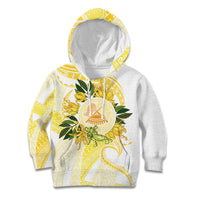 Samoa Moso'oi Flowers Tatau Kid Hoodie Festive Golden White LT7 Hoodie Gold - Polynesian Pride