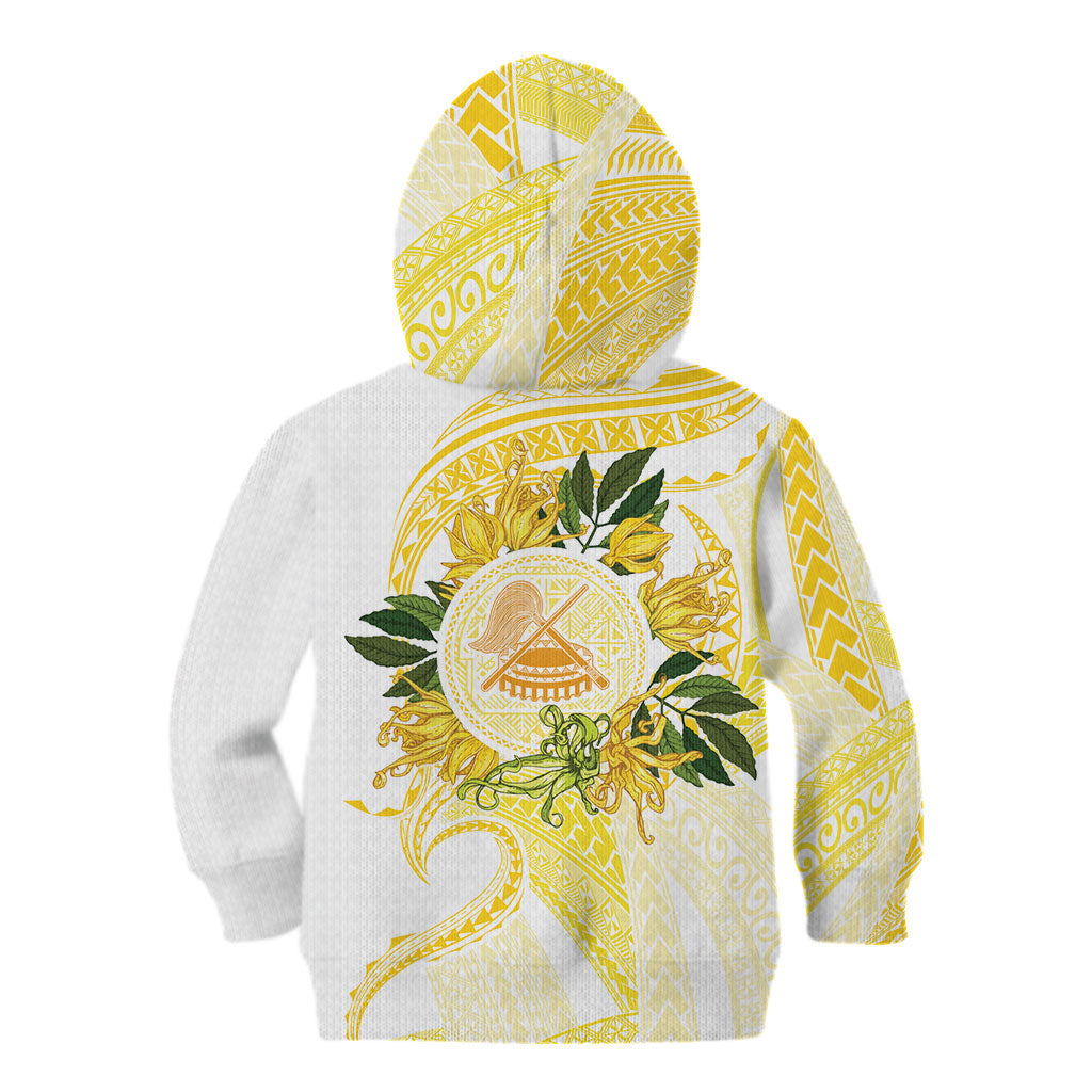 Samoa Moso'oi Flowers Tatau Kid Hoodie Festive Golden White LT7 - Polynesian Pride