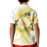 Samoa Moso'oi Flowers Tatau Kid Polo Shirt Festive Golden White LT7 - Polynesian Pride