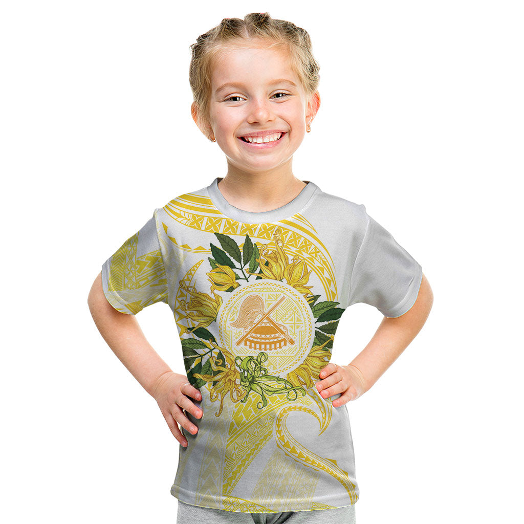 Samoa Moso'oi Flowers Tatau Kid T Shirt Festive Golden White LT7 Gold - Polynesian Pride