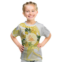 Samoa Moso'oi Flowers Tatau Kid T Shirt Festive Golden White LT7 Gold - Polynesian Pride