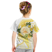 Samoa Moso'oi Flowers Tatau Kid T Shirt Festive Golden White LT7 - Polynesian Pride