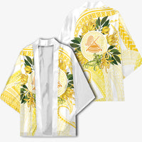 Samoa Moso'oi Flowers Tatau Kimono Festive Golden White LT7 - Polynesian Pride