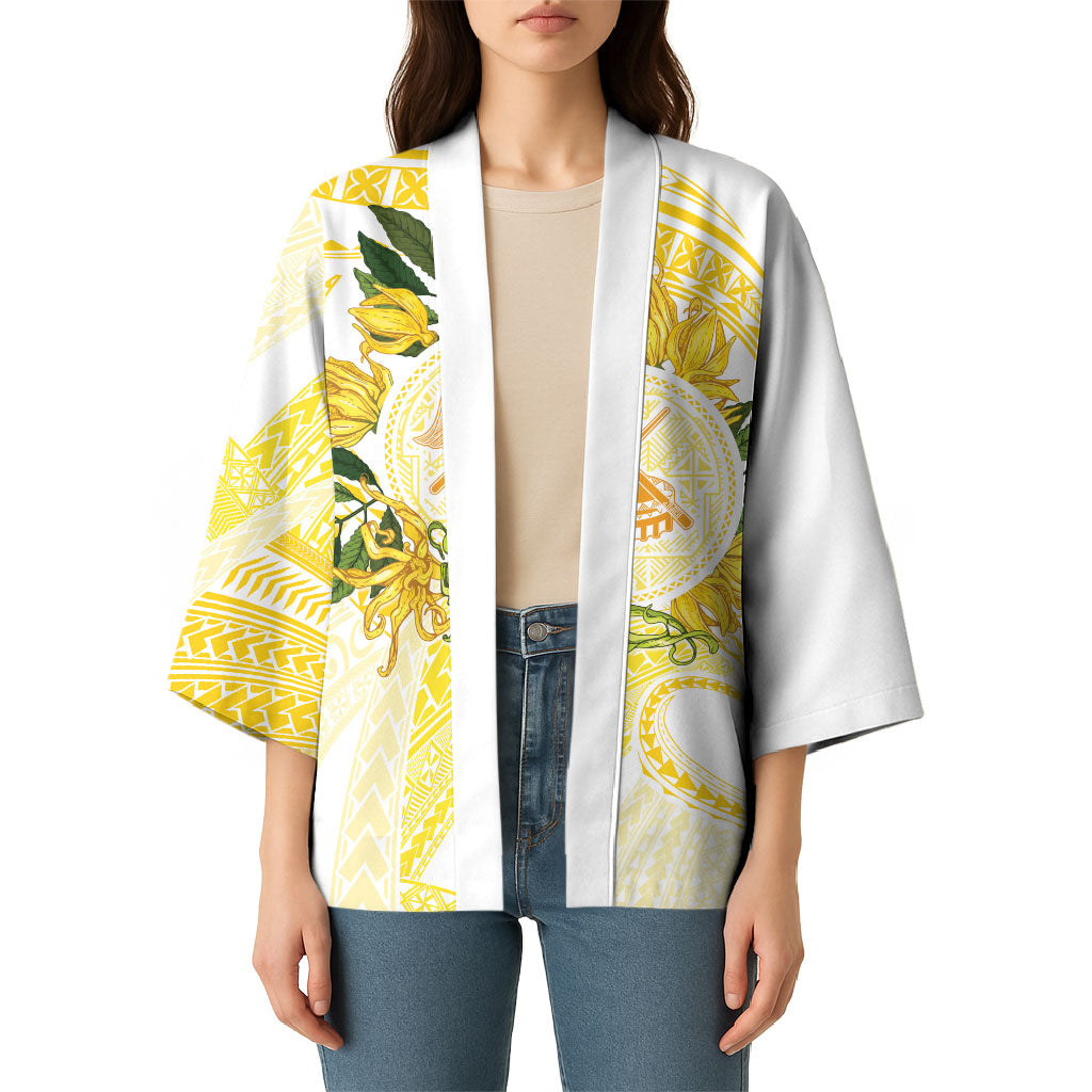 Samoa Moso'oi Flowers Tatau Kimono Festive Golden White LT7 - Polynesian Pride