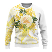Samoa Moso'oi Flowers Tatau Ugly Christmas Sweater Festive Golden White LT7 - Polynesian Pride