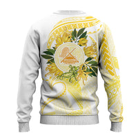 Samoa Moso'oi Flowers Tatau Ugly Christmas Sweater Festive Golden White LT7 - Polynesian Pride
