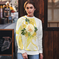 Samoa Moso'oi Flowers Tatau Ugly Christmas Sweater Festive Golden White LT7 - Polynesian Pride