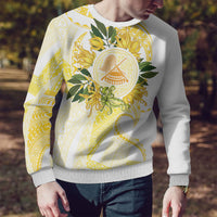 Samoa Moso'oi Flowers Tatau Ugly Christmas Sweater Festive Golden White LT7 - Polynesian Pride