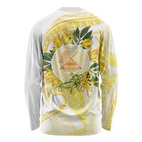 Samoa Moso'oi Flowers Tatau Long Sleeve Shirt Festive Golden White LT7 - Polynesian Pride