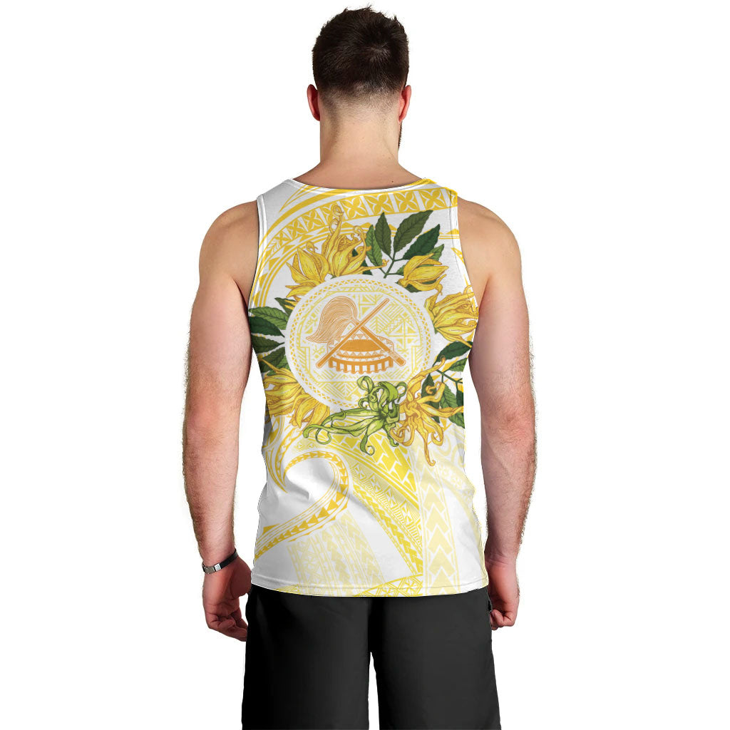 Samoa Moso'oi Flowers Tatau Men Tank Top Festive Golden White LT7 - Polynesian Pride